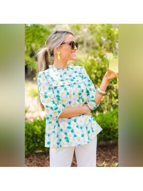 Michelle McDowell Women's Celeste Run Full Bloom Daisy Blouse Size Small EUC